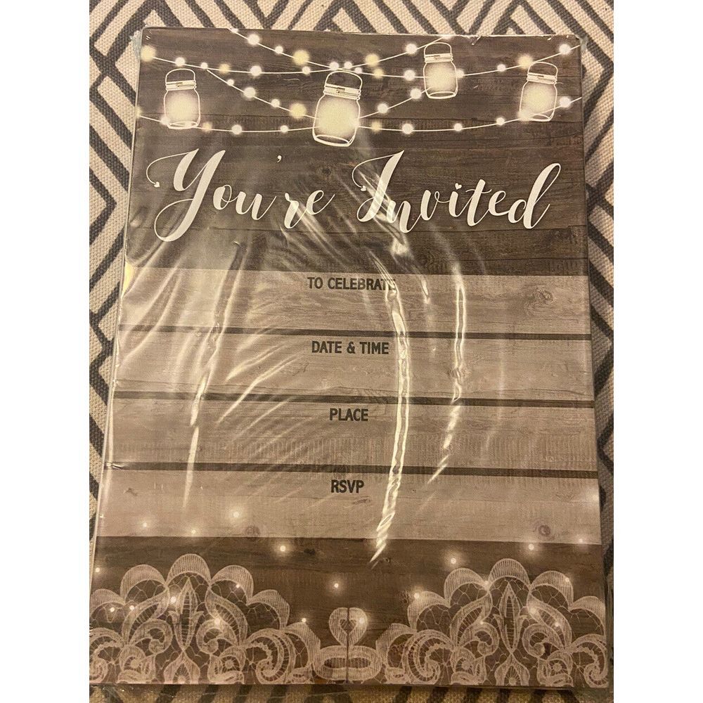 "You're Invited" Rustic Invitations - 25 Invites with Envelopes B15209